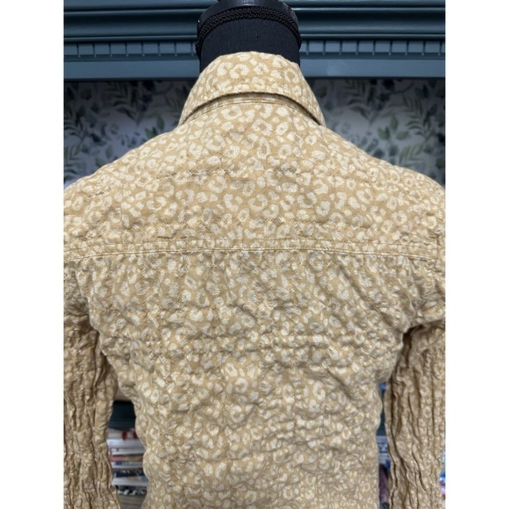 J Mclaughlin Blouse Women XSYellow Gold Crinkle Texture Long Sleeve Button Front - Picture 7 of 8